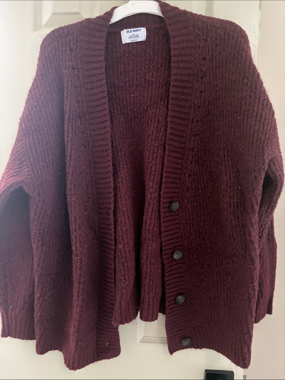 Old Navy Women's Wine-Red Chunky Button Cardigan